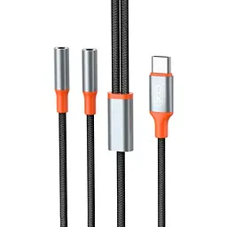 Адаптер XO NB-R269B Couple Cable Type-c to Dual 3.5 Female Adapter 1.2 м Чорний - мініатюра 6