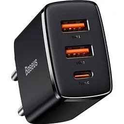 Мережевий зарядний пристрій Baseus Compact Quick Charger 2U+C 30W Black (CCXJ-E01) [73372]