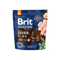 Сухий корм Brit Premium Adult M 1 кг для дорослих собак середніх порід (вагою від 10 до 25 кг) (курка)