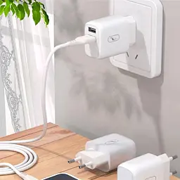 Зарядний пристрій SkyDolphin SC22EBL (2USB, 2.1A) White + кабель Lightning (MZP-000162) - мініатюра 2