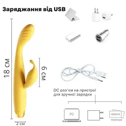 Вібратор-кролик 2 в 1 I'MCUM Royal Rabbit Жовтий (IM-ZDB207) - мініатюра 6