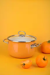 Каструля емальована Infinity Honey, зі скляною кришкою, 20 см, 3,7 л, помаранчевий (6667315) - мініатюра 2