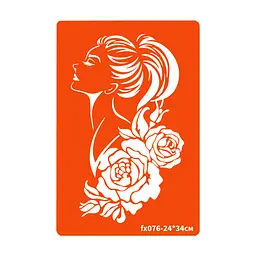 Трафарет для біо-тату Троянди та жінка fx076-24x34см, розмір 24х34см