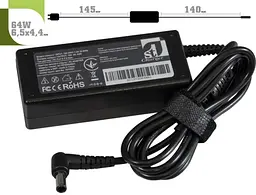 Блок живлення 1StCharger для ноутбука SONY 64W(16V/4A) 6.5x4.4 + кабель живлення Retail BOX - мініатюра 4