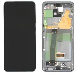 Дисплей (LCD) Samsung GH82-22327B G988 Galaxy S20 Ultra з сенсором COSMIK GREY сервісний + рамка