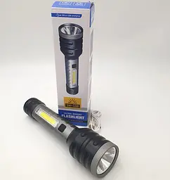 Ручний LED ліхтар 5W+COB акумуляторний кемпінговий ліхтарик з боковим COB світильником 4 режими роботи USB заряджання Ranchi RC-22058 - мініатюра 1
