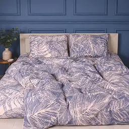 Комплект постільної білизни бязь Mirson Palm Veil 143х210 см рожево-синій (2200013671732)