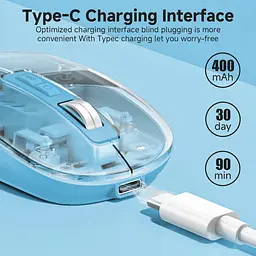 Комп'ютерна миша T-WOLF X11 беспроводная бесшумная с аккумулятором 2,4G+Bluetooth Blue - мініатюра 4