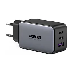 Зарядний пристрій Ugreen 2xUSB-C + 1xUSB 65W GaN gray (10335)