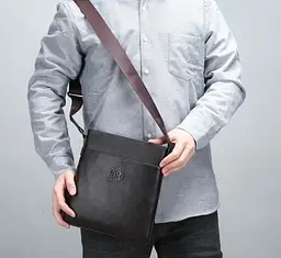 Сумка чоловіча шкіряна через плече планшет коричнева Feidikabolo Original (950К) - мініатюра 5