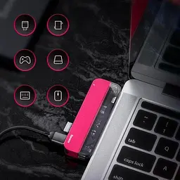 Мультипортовий адаптер USB Хаб Baseus Multi-Functional Transparent Series Type-C CAHUB-TD09 Red - мініатюра 5