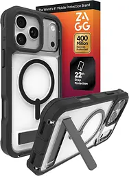 Чохол протиударний для iPhone 17 Pro (6.3") ZAGG Gear4 Rainier MagSafe KS Прозорий з підставкою Black аналог OtterBox