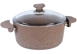 Кастрюля со стеклянной крышкой OMS 3110-28-Brown 6.9 л 28 см коричневая