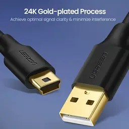 Перехідник UGREEN US132 USB 2.0 A Male to Mini 5 Pin Male Cable 1m (чорний)(UGR-10355) - мініатюра 3