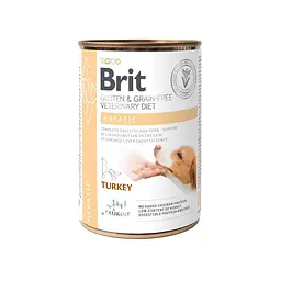 Вологий корм Brit GF VetDiet Hepatic для собак, для підтримки роботи печінки, індичка і горошок, 400 г - мініатюра 6