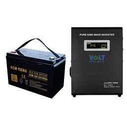 Аварійний комплект Volt Polska SINUS PRO 1000 W 12/230V 700/1000W + акумулятор VOLT AGM VRLA 100Ah 12V