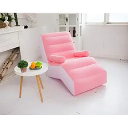 Надувний диван крісло з підлокітником Inflatable Sofa 80×140×85 см, рожевий, зі вбудованим насосом - мініатюра 3