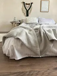 Покривало Zeintex Heaven муслінове бавовняне світло-сіре 240х320 см - мініатюра 6