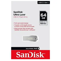 Флеш-накопичувач SanDisk USB 3.1 Ultra Luxe 64Gb (150Mb/s) - мініатюра 2