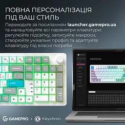 Клавіатура GamePro Asgard Drakkar Keychron Super Red Switch Wireless/Bluetooth/USB White бездротова (MK305WH) - мініатюра 19