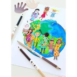 Олівці кольорові Faber-Castell Children of the World 24 кольору тригранні + 3 двосторонніх круглих, (511515) (32332) - мініатюра 10