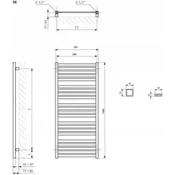 Сушарка для рушників Terma 1185x530 Marlin One (WWMRN118053KS96E1U) - мініатюра 3