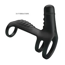 Насадка на пеніс з вібрацією Pretty Love Vibrating Penis Sling 11.5 см чорний - мініатюра 5
