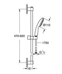 Душовий гарнітур Grohe Tempesta 1 режим струменя 110 27853003, Хром - мініатюра 4