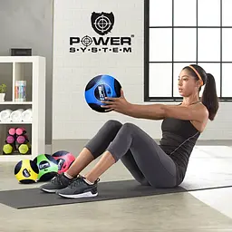 М'яч для фітнесу Power System Medicine Ball PS-4138, 8 кг чорно-синій (10532) - мініатюра 2