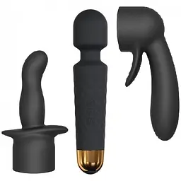 Вібромасажер з насадками Dorcel Kit Wanderful 20 см чорний