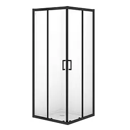 Душова кабіна Cersanit Brasco 80x80 см квадратна розсувна прозоре скло без піддону black S168-007, Чорний, прозорий, чорний