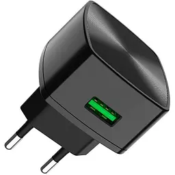 Мережевий зарядний пристрій Hoco 1USB C70A QC 3.0 3A Black - мініатюра 4