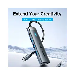 Концентратор Vention USB-C 5-in-1 3xUSB 3.0 + HDMI 4K60Hz + USB-C PD100W gray (TGMHB) - мініатюра 3