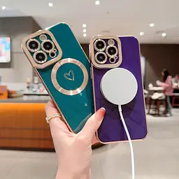 HZLFCZL Магнітний чохол для iPhone 14 Pro Max, сумісний з чохлом для мобільного телефону Magsafe Cute Heart Girl - мініатюра 4
