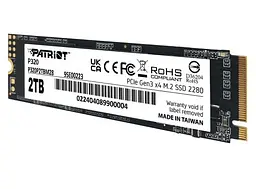 Твердотільний SSD накопичувач 2Tb, Patriot P320, PCI-E 3.0 x4, M.2 2280, 3D TLC, 3000/2200 МБ/с (P320P2TBM28) - мініатюра 4