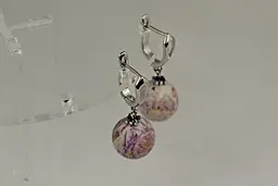 Сережки No Name підвіски кулька чароїт 3,4 см сріблясті - мініатюра 2