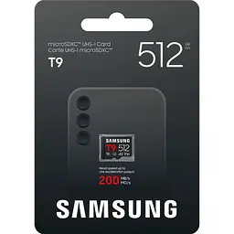 Карта пам'яті Samsung MICRO SDXC T9 512GB, U3, V30, A2 до 200 Мб/с (MB-MH512T/WW) - мініатюра 3