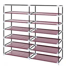 Бордова тканинна шафа для зберігання взуття Shoe Cabinet 118х30х120 см - мініатюра 6