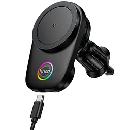 Автотримач із БЗУ HW36 Electric 15W with cooler (air outlet) Black Hoco teh0029271
