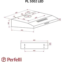 Витяжка пласка Perfelli PL 5002 W LED - мініатюра 9