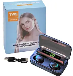 Навушники F9 TWS V5.0 Бездротові сенсорні Bluetooth з індикатором заряду чорні водонепроникні (NB-1) - мініатюра 6