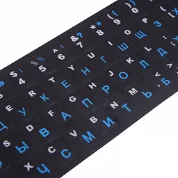 Наклейки на клавіатуру KeyBoard 11х13 мм сині літери Black - мініатюра 2