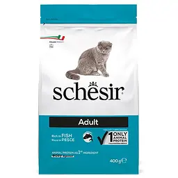 Сухий монопротеїновий корм для котів Schesir Cat Adult Chicken Шезір з рибою 400 г (ШКВР0.4)