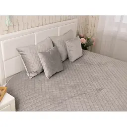 Покривало Руно двостороннє декоративне Velour сіре ромб 180х220 см - мініатюра 2