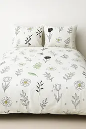 Комплект постільної білизни Ecotton полуторний 150х215 см Квіти на білому 24303 (24938)