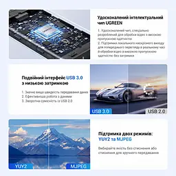 Карта відеозахоплення UGREEN CM726 з HDMI на USB-A/USB-C 3.0 захоплення 2K 30 Гц або 1080p 60 Гц з наскрізним виходом HDMI 4K 30 Гц для сигналу без захисту HDCP із захопленням звуку для OBS Studio формати YUY2 і MJPEG алюмінієвий корпус космічний сірий (25773) - мініатюра 11