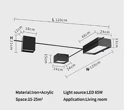 Сучасна світлодіодна люстра Kagu Led метал + акрил (Чорний) - мініатюра 3
