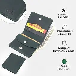 Невелике вінтажне шкіряне портмоне Shvigel 16603 зелене - мініатюра 3