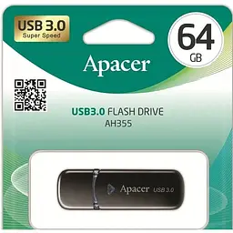 USB флеш-накопичувач Apacer AH355 64GB USB-A 3.0 Black (AP64GAH355B-1) [38150] - мініатюра 3