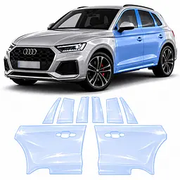 Антигравійна захисна бронеплівка за лекалами для Audi Q5 FY facelift 2021-2024 - зони дверей і стійки вікон